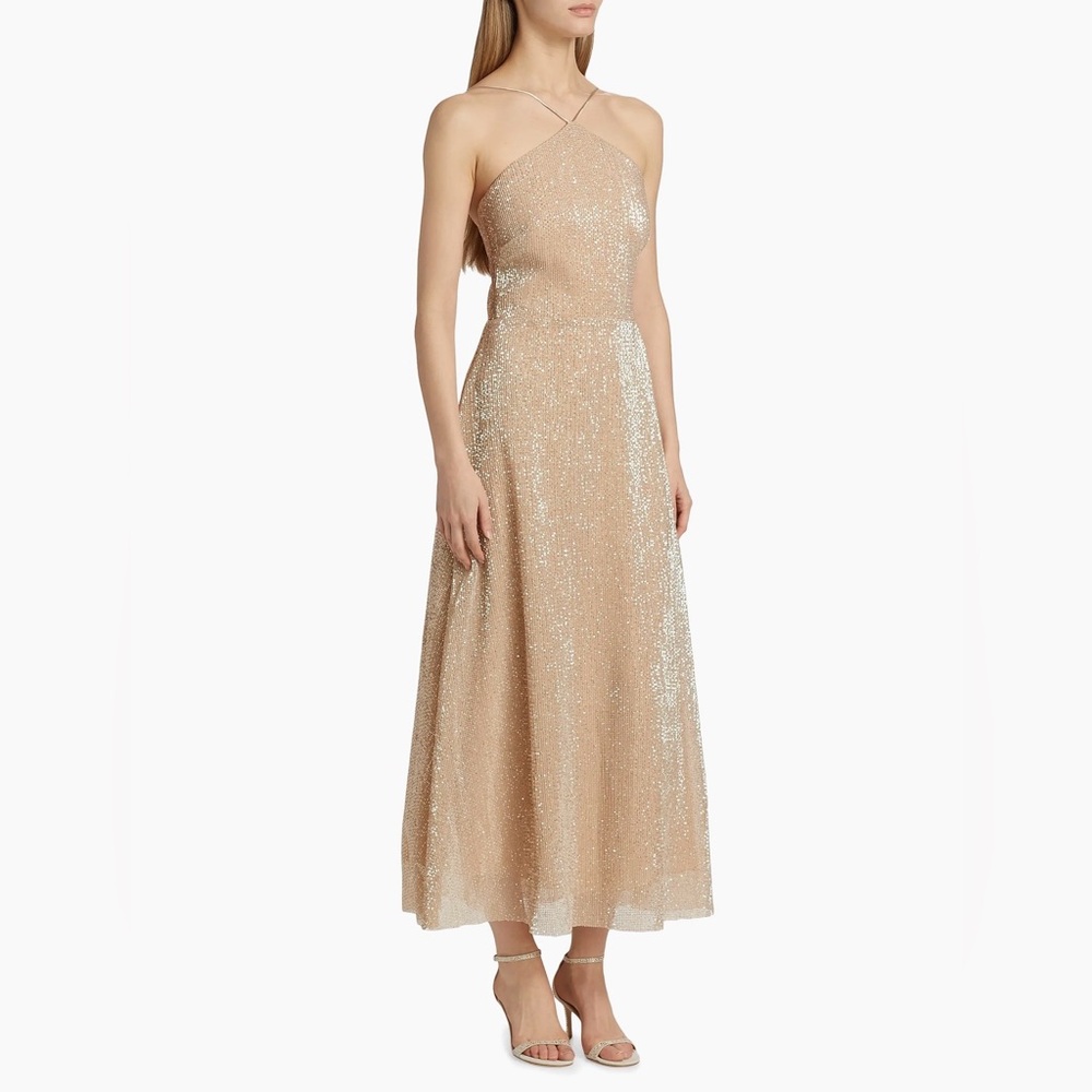 Halston Heritage Sparkle Strapless Champagne Gown